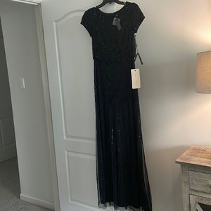 Adrianna Pappell short sleeve beaded gown